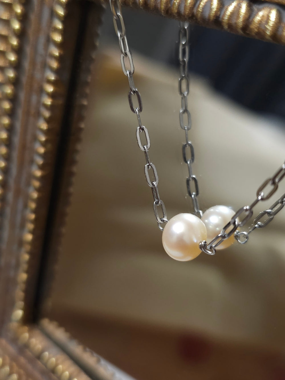 Bracelet Arya perle d'eau douce pêche et acier inoxydable argenté