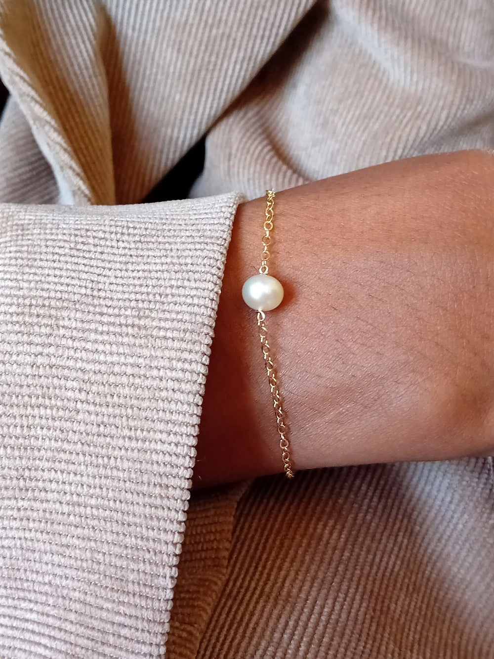 Bracelet Déria plaqué-or gold filled et perle de culture
