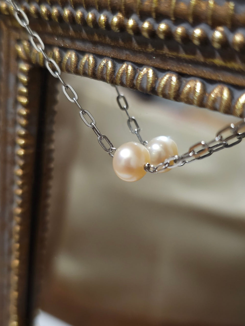 Bracelet Arya perle d'eau douce pêche et acier inoxydable argenté