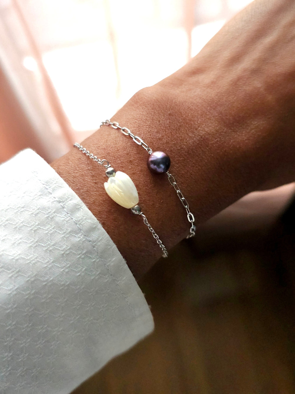 Bracelet Mila fleur de nacre jacinthe du Cap