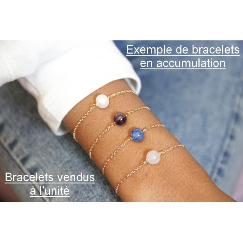 Bracelet Hélé perle d'amethyste et acier inoxydable
